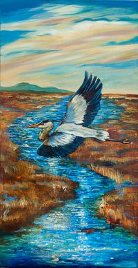 Saatchi Online Artist: Linda Olsen; Acrylic 2011 Painting "Blue Heron"