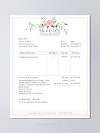 Photography Invoice Template / Printable Invoice Template Photography / Photographer Invoice Business Invoice Template PSD INSTANT DOWNLOAD