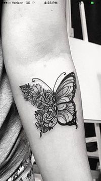 Love it! Flower butterfly tattoo