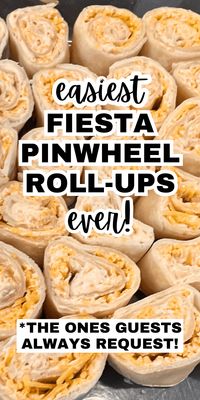 How To Make Pinwheel Fiesta Roll Ups - fiesta roll ups tortilla pinwheels are easy appetizers or simple after school snacks. Fun party foods or last minute game day recipes or taco tortilla rollups for Mexican food night! #pinwheels #tortillarollups #appetizers #partyfoods