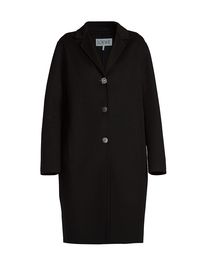 Crafted of luxe wool, Loewe's long coat is cut in an oversized silhouette. The sleek style is elevated by a silvertone metal logo button closure. Notch collar Long sleeves Button front Side seam pockets 81% wool/9% cashmere/5% viscose/5% cupro Dry clean Made in Italy SIZE & FIT About 45" from shoulder to hem Model measurements: 5'10" tall Model is wearing a US size 4. | Loewe Logo-Button Wool Coat