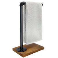 PRICES MAY VARY. Farmhouse Style: The hand towel holder features industrial black pipe and 100% natural wood, which is gorgeous and charming. It adds warmth to your home and can blend seamlessly with any décor style Unique & Heavy Weighted Wood Base: The whole weight of our countertop towel stand is 2 lbs which is heavier than the others you can get in the market. It's stable enough to avoid tipping over. The four anti-slip paddings are included to keep your table free from scratches Design for