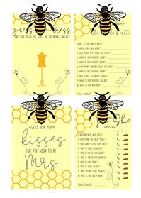 Bridal Shower Games Bundle, Digital Bridal Shower Games, Bride to Bee Theme, Bee Bridal Games, Printable Bridal Shower Games, Yellow Bridal