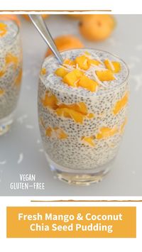 15min · 4 servings     https://vegetariangastronomy.com/fresh-mango-coconut-chia-seed-parfait/  Ingredients:  • lite coconut milk  • chia seeds  • unsweetened shredded coconut  • pure maple syrup  • vanilla extract  • fresh mango