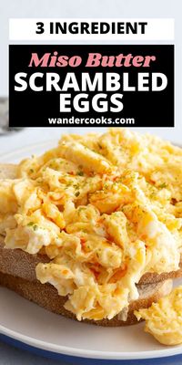 Just 3 ingredients are all you need for the creamiest miso butter scrambled eggs ever! Whip up this Japanese inspired breakfast in only 10 minutes.