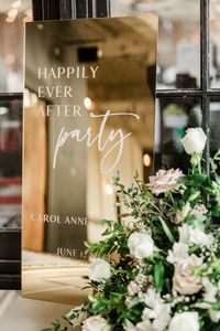 Blush and Ivory Wedding with Gold Accents | Wedding Signs | Wedding Reception Decor | Industrial Warehouse Wedding Venue | wedding decorations, reception signs, reception decorations, party signs, wedding signage inspo, gold wedding accents, happily ever after party