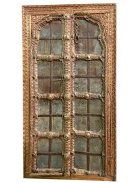 Antique Window, Carved Indian Jharokha, Wall Decor, Rustic Natural Wooden Carved Window Architectural Decor