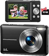 Digital Camera, FHD 1080P Digital Camera for Kids Video Camera with 32GB SD Card 16X Digital Zoom, Compact Point and Shoot Camera Portable Small Camera for Teens Students Boys Girls Seniors(Black)