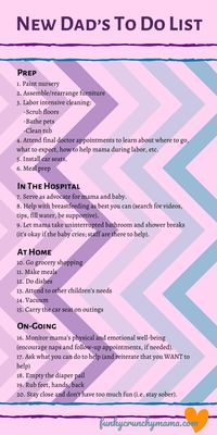 The Post-Baby Honey Do List | Funky Crunchy Mama | Dads... bless them, but some days they could use a little guidance. Use this list to give them some when you most need their help. #baby #momtobe #momtobe #pregnant #newborn #babylife #pregnancy #postpartum #postpartumcare