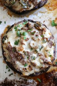 It doesn't get much better than a low-carb, Philly Cheesesteak Stuffed in a Portobello Mushroom! Steak and mushrooms work so well together, so why not make stuff them with this cheesy deliciousness!