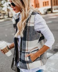 Plaid Pocketed Vest