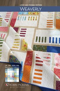 This quilt pattern for WEAVERLY is a printed pattern by Robin Pickens, shown using Wild Blossom fabrics from Moda Fabrics, but can be made with your choice of fabrics. This quilt uses LAYER CAKES or FAT QUARTERS with added sashing accents to make a woven looking composition. To increase the "weave" with a more shaded l