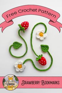 FREE crochet pattern available NOW |🍓 Strawberry Bookmark Set 🍓| An impromptu picnic in the park, stretching out in the sun for an afternoon read, and the fresh breeze rustling the pages of your favorite book—while you crack the spine into your favorite literary world, there’s no better way to set the mood than with this free crochet strawberry bookmark pattern set!