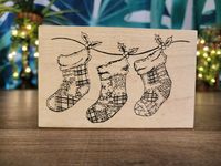 Christmas Stockings Stamp Block, The Artful Stamper Christmas Stockings Wood Mount Rubber Stamp Block by PennyLaneTreasures on Etsy