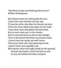 “My Mistress’ Eyes Are Nothing Like the Sun”~ my FAVORITE Shakespeare sonnet