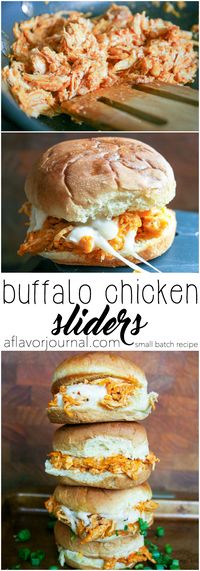 buffalo chicken sliders are made with shredded chicken, wing sauce, seasonings, cheese, and ranch dressing piled onto a slider bun and baked. they're easy, delicious, and perfect for any party! buffalo chicken sliders | a flavor journal