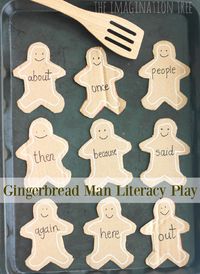 Lots of fun ideas for learning sight words, letters and even maths problems with Gingerbread Man learning cards!