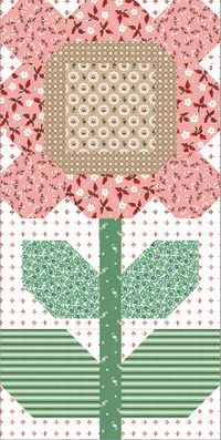 Riley Blake Designs, Bee in my Bonnet, Lori Holt, Prairie Quilt Seeds Flower No. 4 Pattern- includes instructions to complete the sweet 10x20" block, pick from your own stash or get a few of the Prairie prints and sew up a whole garden!