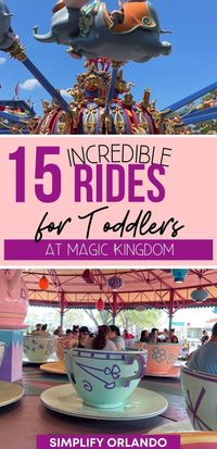 Going to Disney World? Here's the 15 Best Disney Magic Kingdom Rides for Toddlers! Find the rides that will bring them JOY at Disney! Here's what to do at Magic Kingdom with a one year old or two year old!