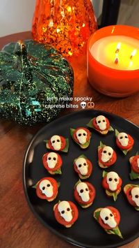 Serve this spooky snack at your Halloween party! This bite sized recipe only requires 5 ingredients and under 30 minutes to make. Take fresh mozzarella, tomatoes, basil, balsamic glaze, and King’s Hawaiian pretzel bites to create this easy Halloween inspired snack. Click the link to see how to make this easy appetizer/snack for your next Halloween party!