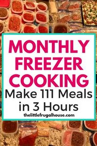 I'm not cooking for 2 months because I just made 111 meals in 3 hours! This monthly freezer cooking plan has a free PDF you can print too! So easy!