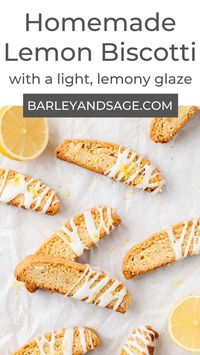 These crunchy lemon biscotti are full of toasted almonds and lemon zest, then topped with a bright, lemony glaze! They're the perfect springtime treat to enjoy with tea!