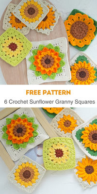 Brighten your crochet projects with these 6 stunning sunflower granny square patterns! 🌻 FREE PDF DOWNLOAD available now - perfect for blankets, cushions, and more. Get your free patterns today!