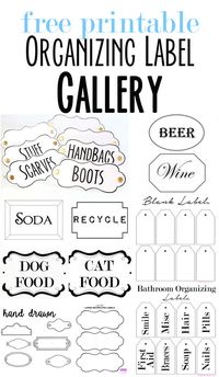 A page full of free printable organizing labels to use around your home. Plus an affordable way to make them look chic and shiny like enameled labels | In My Own Style