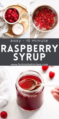 Make your own homemade raspberry simple syrup in less than 10 minutes with fresh raspberries (or frozen!) and sugar. It’s so easy and adds a fruity, colorful addition to drinks, cocktails, tea, lemonade, and more!