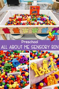 Use this family sensory bin to get the children communicating. The bright colors and adorable figures are perfect for playing and learning.