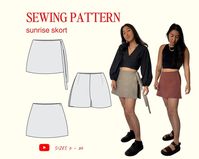 Sunrise Skort PDF Sewing Pattern, Size Inclusive 0-34, Beginner-friendly Detailed Video Tutorial, Skirt and Shorts, Wrap Skirt, Versatile - Etsy Australia