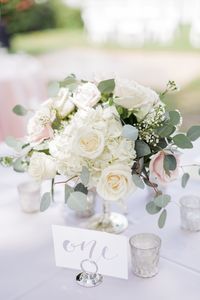 Wedding Centerpiece. Roses, Hydrenga, greenery