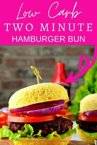 The famous Keto Two Minute Burger Bun has been shared over half a million times for good reason. It's easy, healthy, delicious and super quick. Keto On Friends!rnThis bun is fluffy and will stand up to your juicy burger. It's quick and easy enough that you can have a fresh bun whenever you want. 