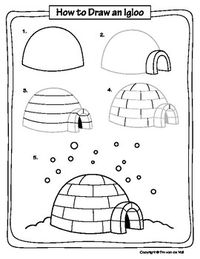 Learn how to draw an igloo in 5 easy steps! PDF format.