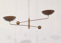 2 Light Curved Pendant Mid Century Modern Raw Brass Sputnik - Etsy