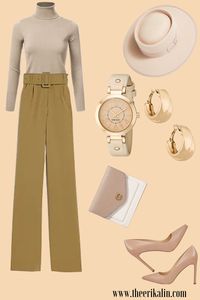 Find inspiration for your next business casual look with this neutral color outfit idea. A brown monochrome outfit is chic, sophisticated, and versatile. From shift dresses to leather jackets, there are endless ways to rock a neutral color outfit. Find the perfect look for you and make a statement with your accessories. #neutraloutfits #businesscasual #outfitideas #fashion