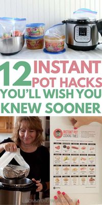 INSTANT POT TIPS, tricks, hacks for beginners to advanced to maximize the 7 in 1 insta-pot duo or lux. Cooking times cheat sheet; seamless freezer cooking for faster family favorite recipes; convert from crockpot, slow cooker, electric pressure cooker; super creative homemade recipes; cleaning hacks to get the odor stench in the sealing ring out in a natural, safe way with lemons and vinegar; DIY aluminum foil hack to get hot inserts out easily and more