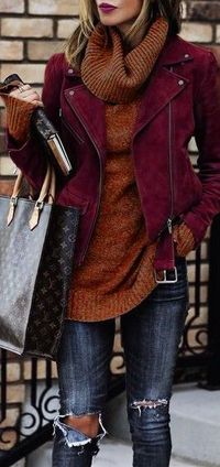 Love this sweater with cowl neck and jacket