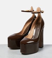 Tan Go Patent Leather Platform Pumps in Brown - Valentino Garavani | Mytheresa