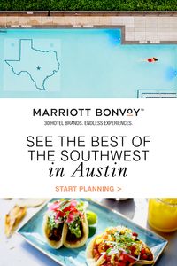 Look forward to an unforgettable getaway with Marriott Bonvoy™, connecting you with the most memorable places in the Southwest. Including Austin, where you can enjoy live music, eclectic dining and endless outdoor adventures. With a slogan like “Keep Austin Weird,” you know this town is truly one of a kind.