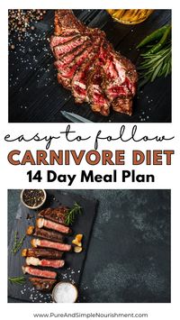 This post shares a free 14 day carnivore diet meal plan, including a printable PDF that you can use to help you succeed on the carnivore diet. #carnivorediet #mealplan