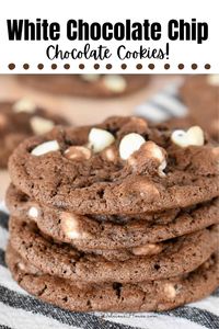 Chocolate White Chocolate Chip Cookies are a delicious treat made with white chocolate chips in a chewy chocolate cookie. This cookie, also known as an "inside out chocolate chip cookies" are soft and chewy and sure to be your new favorite cookie recipe! 