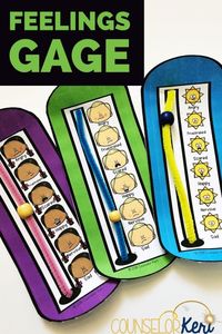 Use these simple emotion sliders to help students identify how they are feeling. Simply punch a hole, add a pipe cleaner with a bead, and you've got a feelings gage! Students can use these to silently communite their feelings to their teacher or let teachers know they need help or a break. Feelings scale or emotions scale is perfect for desk top communication or school counseling classroom guidance lessons or individual counseling #counselorkeri by CindySchlegel