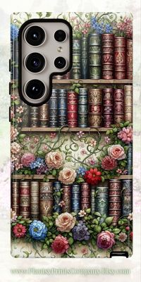 Floral Book Phone Case, Enchanted Bookshelf, Bookish Gift For Reader, Book Lover Gift Idea, Gift For Librarian, Book Aesthetic Gift For Mom  A beautiful and enchanting bookish aesthetic phone case that's a perfect gift for book lovers. The case has dual layers and is available for numerous models of Apple iPhone, Samsung Galaxy, and Google Pixel phones. Including all the newest models. Choose a glossy or matte finish.  ◆ Visit Our Shop: www.PlantsyPrintsCompany.etsy.com  ❤️ Plantsy Prints Company