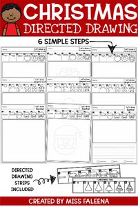 This resource contains 36 pages of directed drawing and directed drawing strips. There are 12 drawings and each drawing includes 6 steps with 3 templates options. Kindergarten | Kindergarten Worksheets | First Grade | First Grade Worksheets | Second Grade | Christmas | Directed Drawing