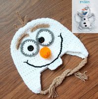 Free Shipping Crochet Frozen Olaf Hat Baby Boys Girls Cartoon Character Toddler Hat Winter Kids Children's Beanie Christmas Gift