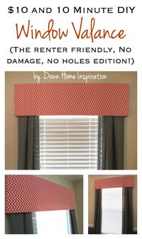 Renter Friendly, No Holes, No Damage $10 and 10 Minute DIY Window Valance - Down Home Inspiration