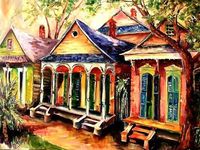 size: 12x9in Art Print: New Orleans Shotgun Houses by Diane Millsap :