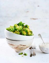 Deep Fried Brussels Sprouts with Tahini Looking for recipes to spruce up your sprouts? Check out this easy veggie recipe for deep-fried crispy brussels sprouts with a thick and creamy tahini dip, ready in just 15 minutes