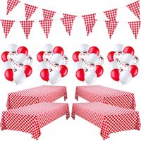 PRICES MAY VARY. Nice combination: you will get a set of 50 buffalo plaid party decorations, including 4 buffalo plaid check tablecloths, 2 buffalo plaid checkered pennant flag banners, 16 colored color balloons, 16 colored balloons, 12 colored sequin balloons, sufficient quantity and complete combination to meet most your decoration needs Buffalo plaid tablecloths: our buffalo check table runner is about 54 x 72 inches/ 137 x 183 cm, big enough to keep your table clean and to decorate the party